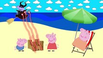 Peppa pig beach holiday episode Create Castle Sand Superman vs maleficent