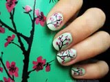 Arizona Green Tea Cherry Blossom Nail Art