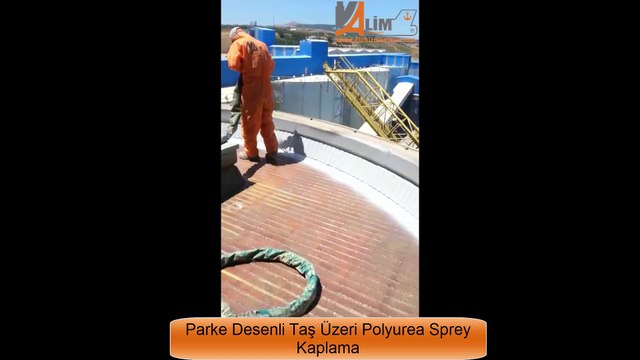 PARKE DESENLİ TAŞ ÜZERİ POLYUREA SPREY KAPLAMA ALİM İZOLASYON 0532 293 9299