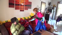 Spiderman Get Frozen by Elsa!! With Anna & Annas Baby - Fun Superhero In Real Life Movie