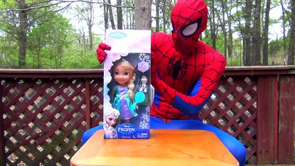 SPIDER-MAN with Frozen Elsa & Olaf Unboxing Toys + Funny Fun Spiderman Superheroes Movie Compilation