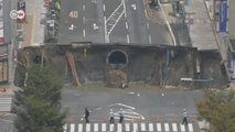 Japão fecha cratera gigante em uma semana