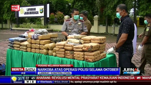 Polres Langkat Musnahkan Ratusan Kilogram Ganja Kering