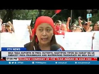 Mga supporter ni PRRD, nagtipon sa harap ng US Embassy para ipanawagan ang mapayapang pagra- rally