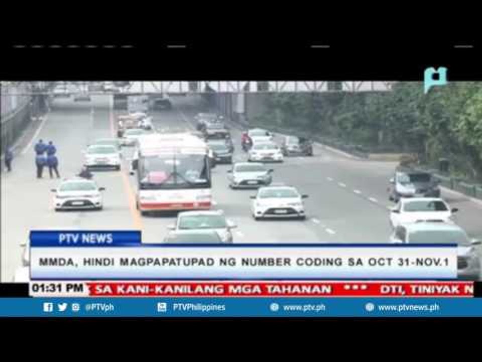 MMDA, hindi magpapatupad ng number coding sa Ocotober 31- November 1
