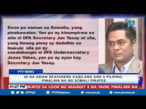 26 na Asian seafarers kabilang ang limang Pilipino, pinalaya na ng Somali pirates