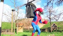 SPIDERMAN ZOMBIE vs JOKER Deadpool Batman & Mobster at WindMill - SuperHero Fun in Real Life SHMIRL