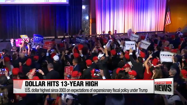 U.S. dollar hits 13-year high on expectations of Trump's expansionary fiscal policy