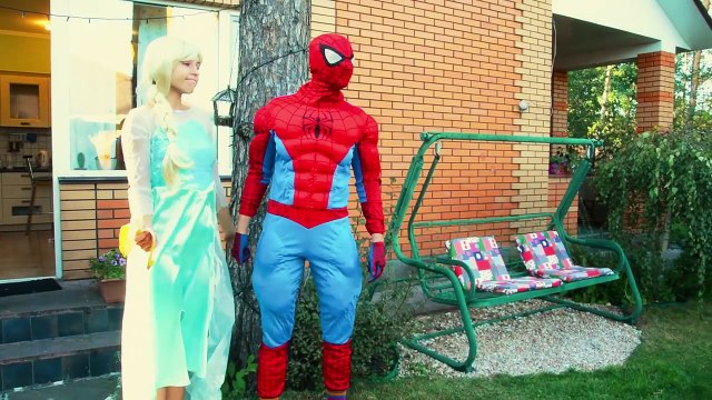 Frozen Elsa & Spiderman Angry Spider man w Maleficent Joker Superhero IRL