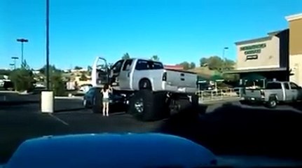 This girl has a big truck! But why would you do all that lifting to a gas powered truck