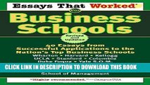 Ebook Essays That Worked for Business Schools: 40 Essays from Successful Applications to the