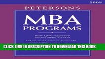 Ebook MBA Programs 2008 (Peterson s MBA Programs) Free Read