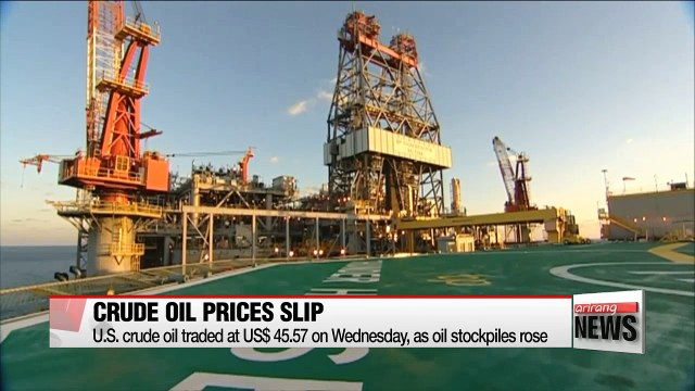 U.S. crude oil prices slip as inventory increases