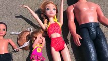 FROZEN Vacation Little Mermaid ARIEL DISNEYCARTOYS Beach Barbie Parody Anna, Kristoff & Kids