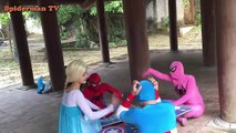 Pink SpiderGirl becomes a mermaid elsa mermaid Spiderman vs joker fun superheroes in real life