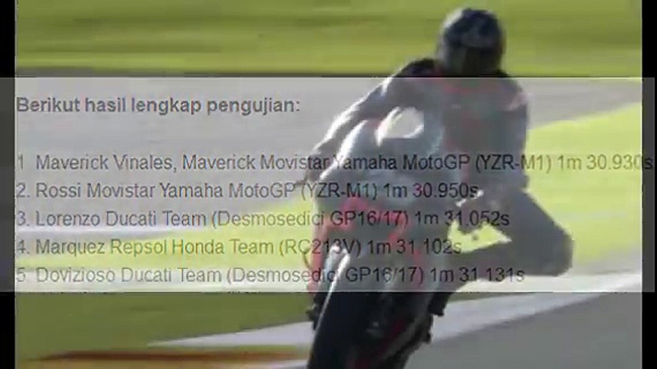 Hasil tes pra musim motogp valencia 2017