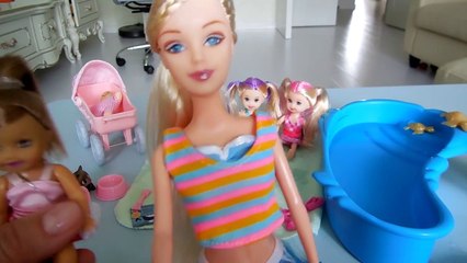 Мультик Барби _ Кукольная семья загорает на солнышке и купается в бассейне _ Учим английский