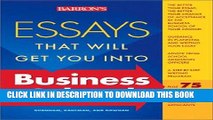 Best Seller Essays That Will Get You into Business School (Barron s Essays That Will Get You Into