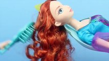 Frozen Elsa Hair Salon Color Changing Hair Brave Merida in Ariel Mermaid Hair Salon DisneyCarToys