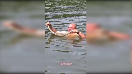 Fat Man Caught Big Snake In Water  - Must Watch