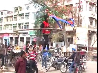 Incredible Girl Running on Rope in Age of Six Year