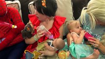 Princess Elena of Avalor sings to cute elsa baby with disney princesses in real life and spiderman