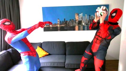 SPIDERMAN GETS DRUGGED! - Spiderman vs Joker vs Deadpool - Superhero fun in real life
