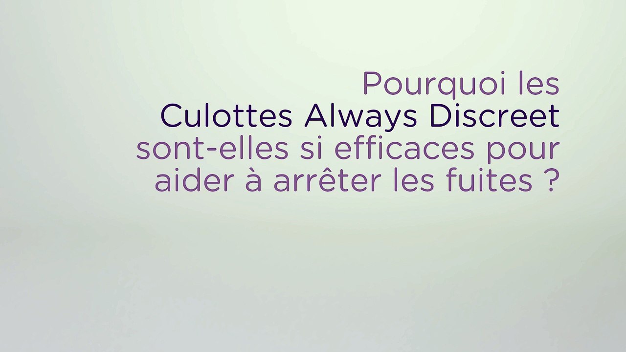 Découvrez les barrières anti-fuites des culottes Always Discreet
