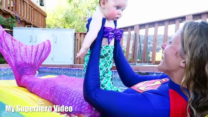 Frozen Elsa & BAD BABY Mermaid vs Spiderman & Real Rainbow Unicorn! Joker Spidergirl Funny Prank