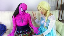 Pink Spidergirl loses her legs! w/ Frozen Elsa, Blue Spiderman, Joker girl, bad baby joker baby