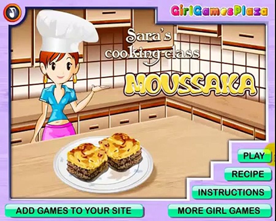trò chơi nấu ăn, Sara với trò chơi nấu ăn moussaka, súp nấm, game cho bé gái