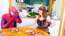 Spiderman vs Pocahontas ft Frozen Elsa Vampire King Kong Gorilla & T-REX Superheroes in Real Life