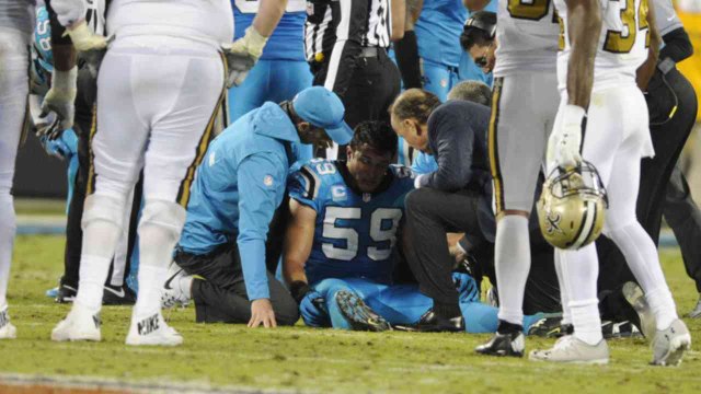 Luke Kuechly Cries on Field After Injury