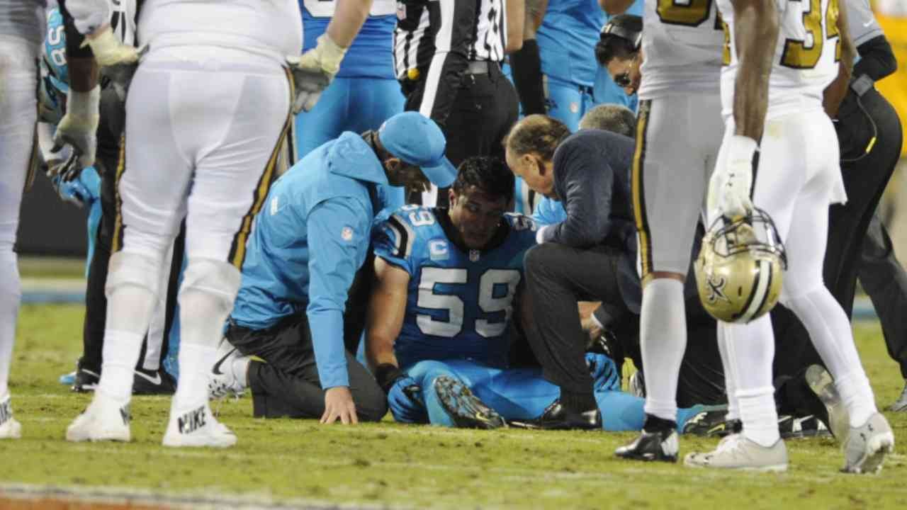 Luke Kuechly Cries on Field After Injury