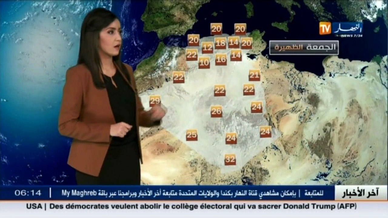 النشرة الجوية  أحوال الطقس لظهيرة وليلة الجمعة 18 نوفمبر 2016