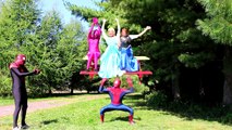 Spiderman KISSES MALEFICENT! w- Frozen Elsa Princess Ariel Anna Spidergirl! Funny Superhero Video -)