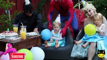 #Spiderman Frozen Elsa CAKE PRANK! vs Joker Big Butt Spiderman Car Scare! IRL Superhero Fun :)
