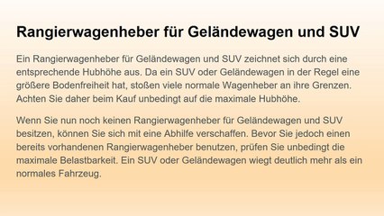 Rangierwagenheber für Geländewagen und SUV