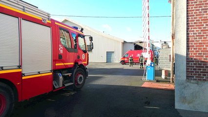Muille-Villette : Les sapeurs pompiers en exercice chez Lefrant Rubco