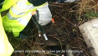 Remplacement des câbles le long de la voie ferrée