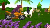 Dinosaur Drive Motor Prank | Gorilla Horse Ride | Dinosaur Cartoon Short Movie More Nursery RHymes