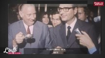 1974 : le Premier ministre Jacques Chirac et le Ministre de l'Intérieur Poniatowski dégustent un Chiroubles 1973
