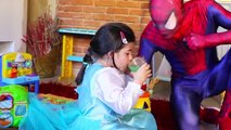 Mini Frozen Elsa gets Rainbow Hair! w/ Spiderman, Hulk & Venom Snake Prank! Funny Superheroes