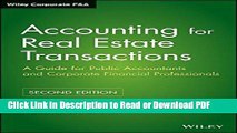 Read Accounting for Real Estate Transactions: A Guide For Public Accountants and Corporate