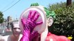 Joker steals Spidermans Costume w Pink Spidergirl Superhero IRL