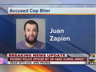 Man who tried to bite officer slapped with handcuffs