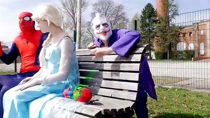 Spiderman & Frozen Elsa vs Joker - Spiderbaby is sick! Superhero Fun in Real Life :)
