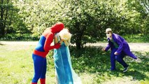 Elsa kidnapped by the Joker Spiderman rescues! Funny Superheros Video