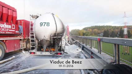 Accident de camion sur le viaduc de Beez