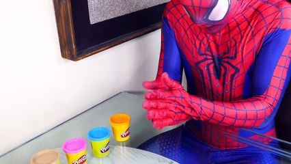 Frozen Elsa VS Spiderman - Play Doh Challenge - Superhero in real life Movie